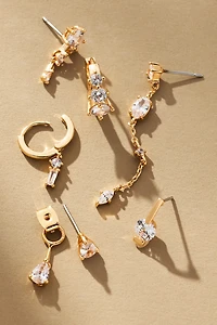 Delicate Crystal Huggie Hoop Earrings, Set of 6