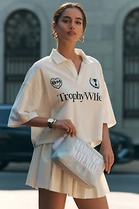 BRIDEMERCH Embroidered Marriage Material Terry Beach Pouch