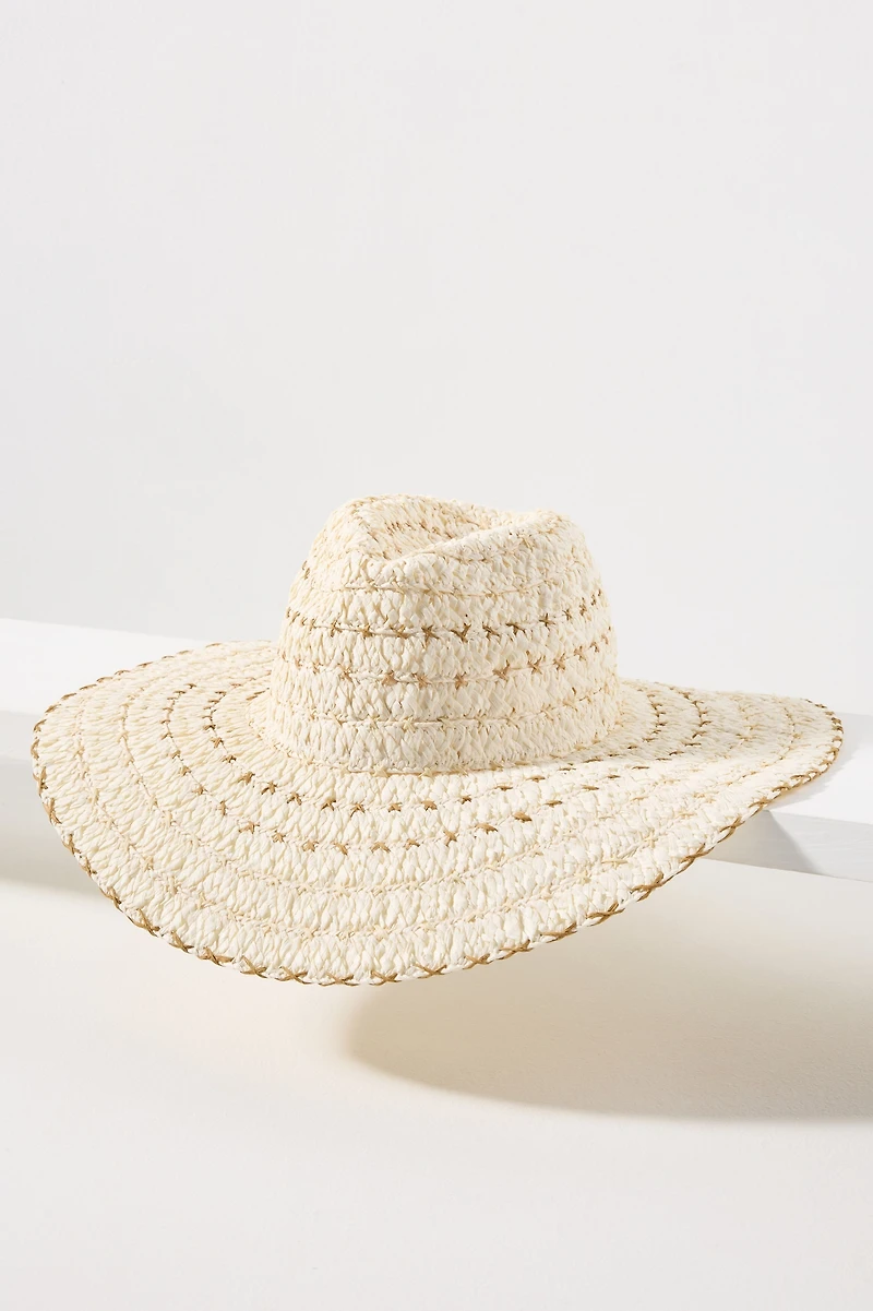 Embroidered Raffia Straw Rancher