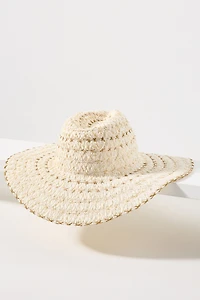 Embroidered Raffia Straw Rancher
