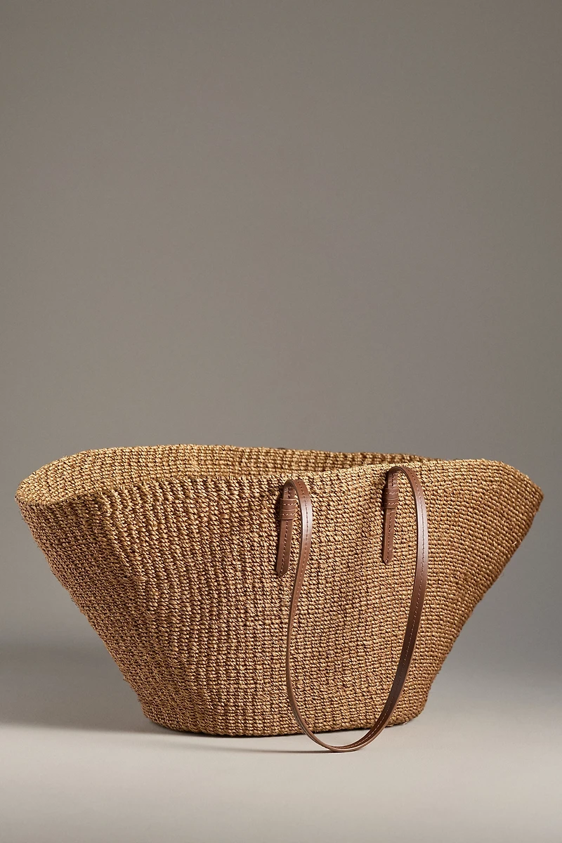 POOLSIDE The East West Raffia Charm Tote