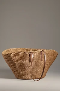 POOLSIDE The East West Raffia Charm Tote