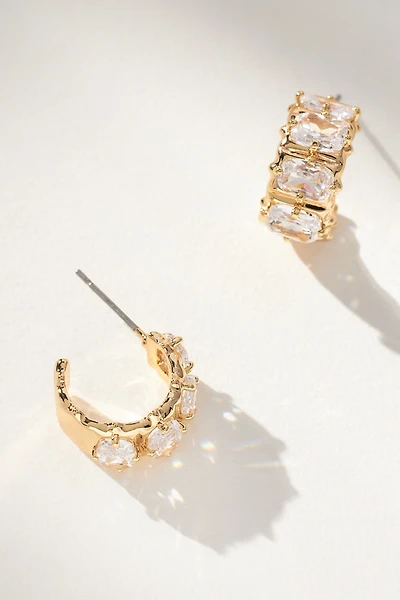 Crystal Baguette Huggie Hoop Earrings