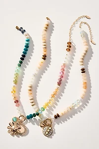 Beaded Charm Cluster Necklace