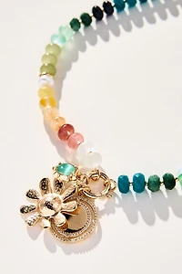 Beaded Charm Cluster Necklace