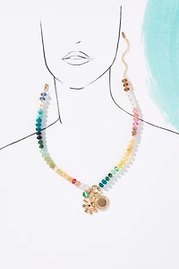 Beaded Charm Cluster Necklace