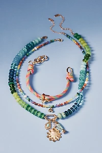 Beaded Charm Cluster Necklace