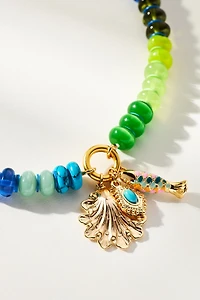 Beaded Charm Cluster Necklace