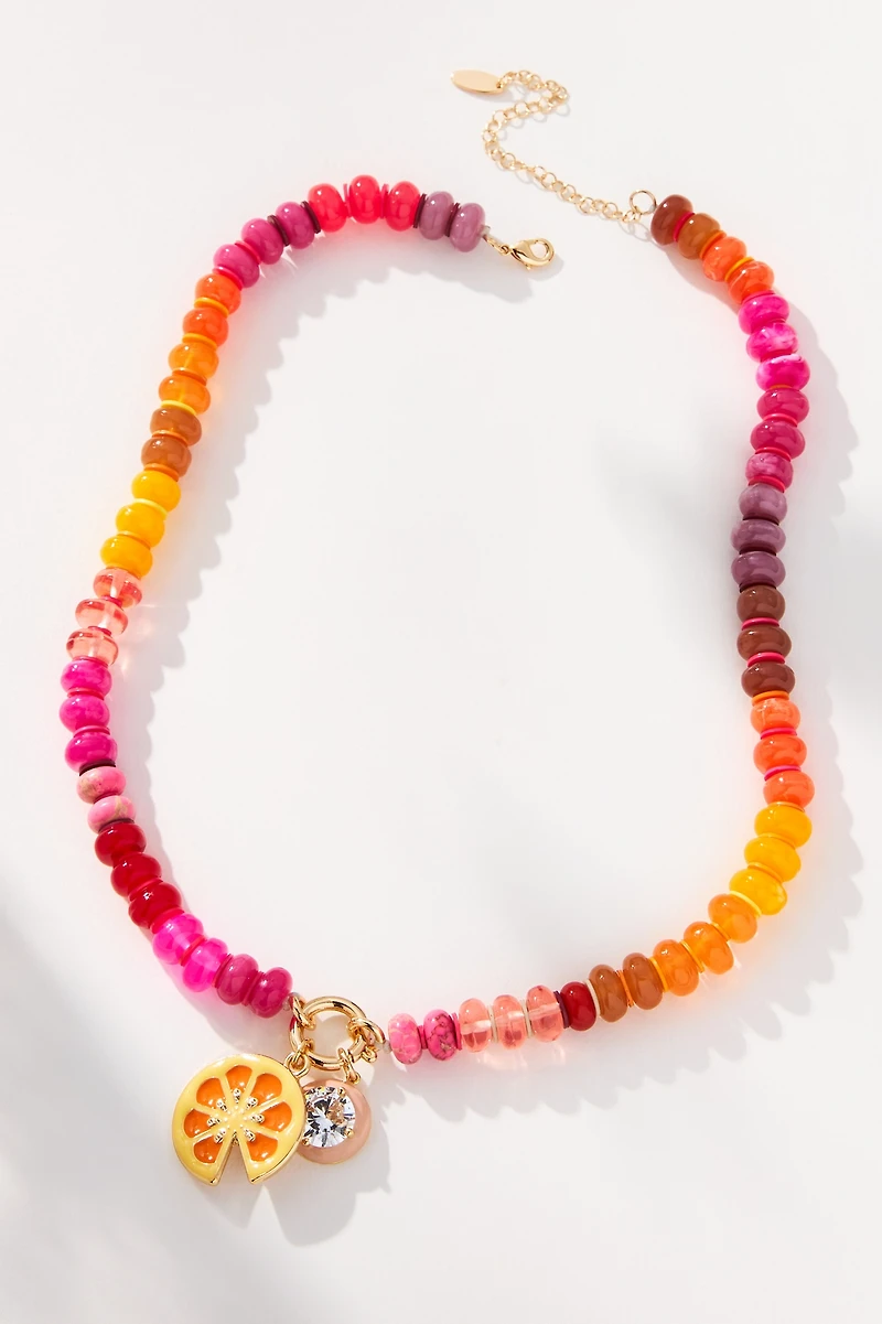 Beaded Charm Cluster Necklace