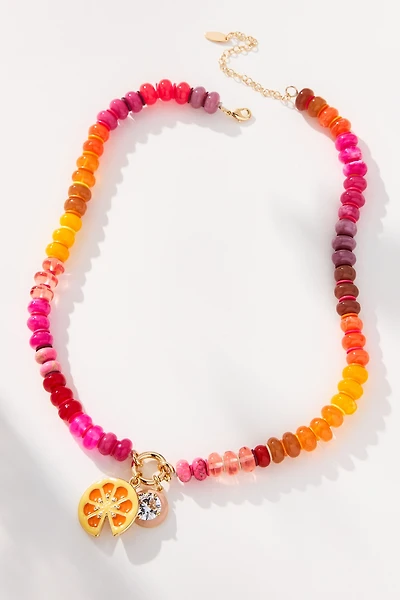 Beaded Charm Cluster Necklace