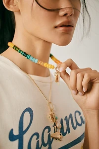 Beaded Charm Cluster Necklace