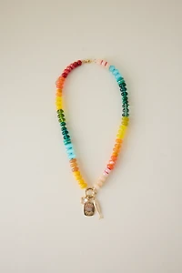 Beaded Charm Cluster Necklace