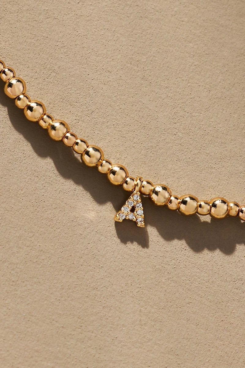 Beaded Mini Bubble Letter Monogram Necklace