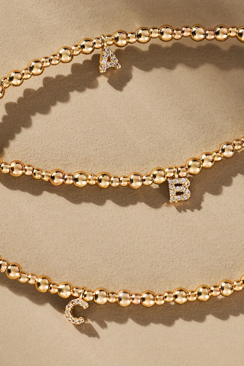 Beaded Mini Bubble Letter Monogram Necklace