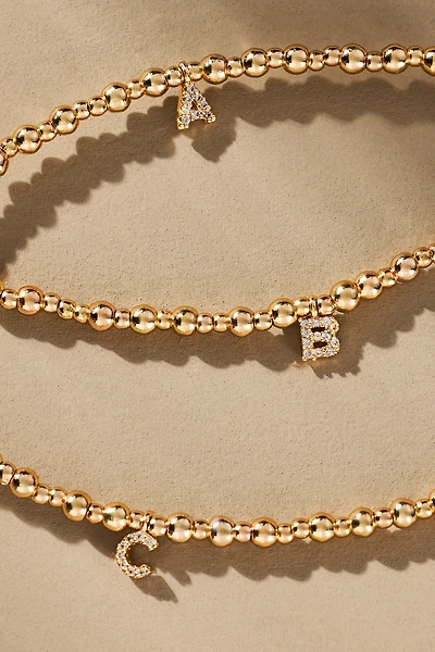 Beaded Mini Bubble Letter Monogram Necklace