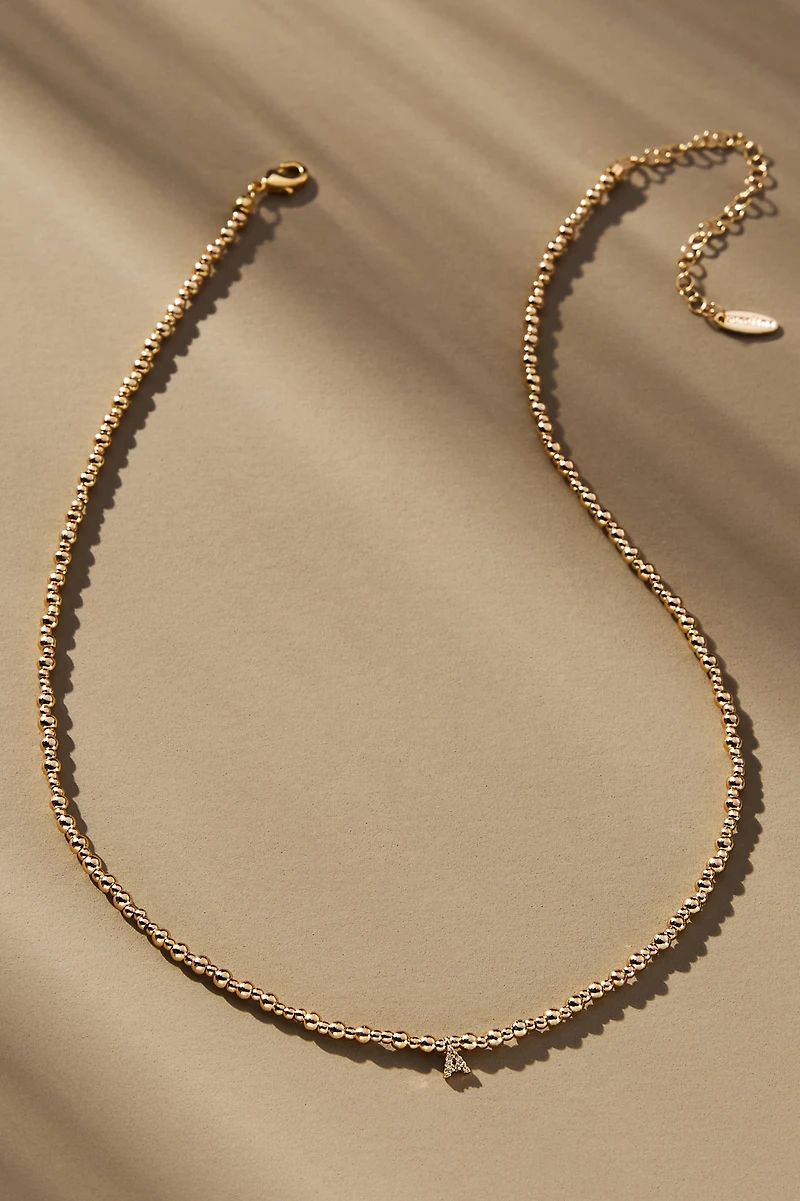 Beaded Mini Bubble Letter Monogram Necklace