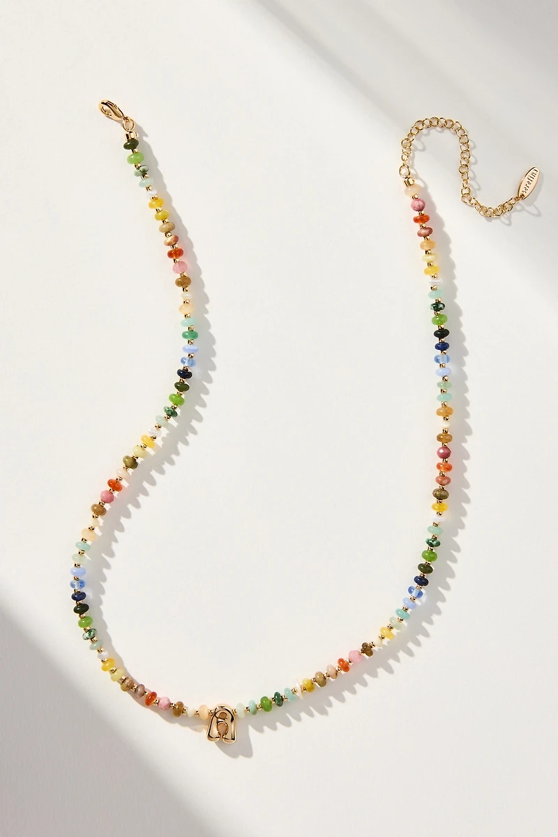 Beaded Mini Bubble Letter Monogram Necklace