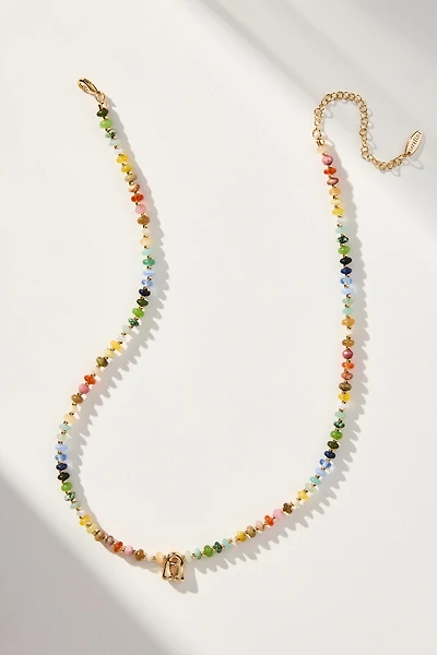 Beaded Mini Bubble Letter Monogram Necklace