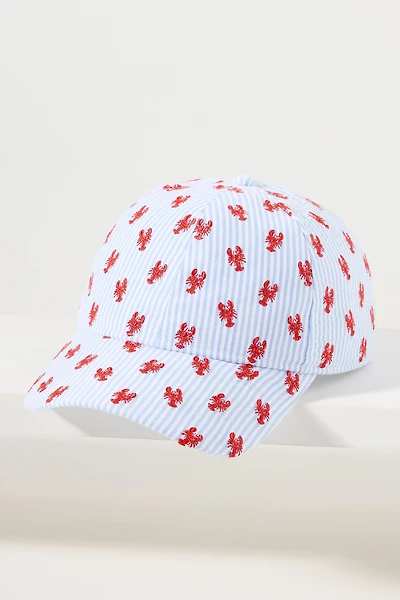 Coney Island Picnic Embroidered Seersucker Baseball Cap