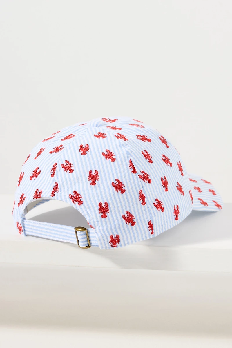 Coney Island Picnic Embroidered Seersucker Baseball Cap