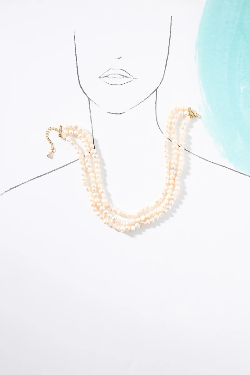 Untamed Petals Ocean Freshwater Pearl Choker Necklace
