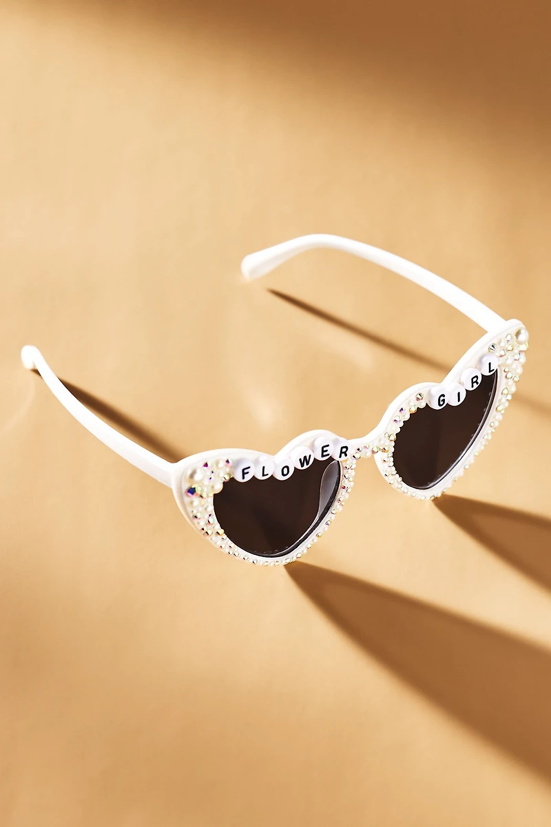 Untamed Petals Flower Girl Embellished Heart Sunglasses