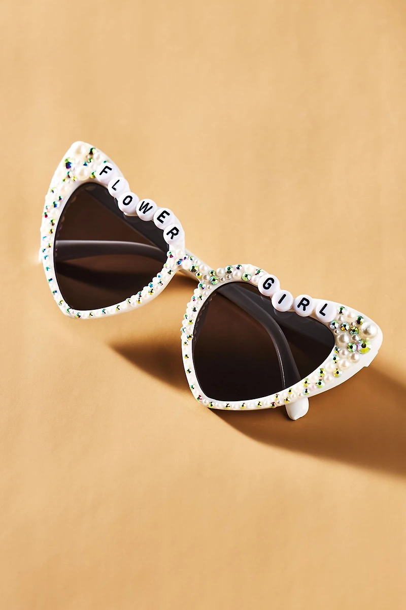 Untamed Petals Flower Girl Embellished Heart Sunglasses
