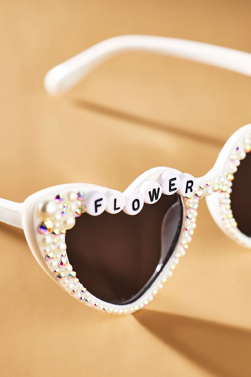 Untamed Petals Flower Girl Embellished Heart Sunglasses