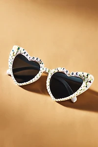 Untamed Petals Bride-To-Be Heart Sunglasses