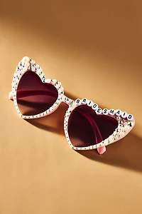Untamed Petals Bridesmaid Heart Sunglasses