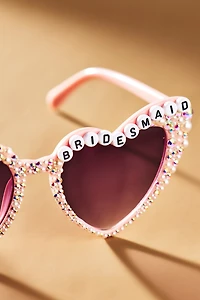 Untamed Petals Bridesmaid Heart Sunglasses