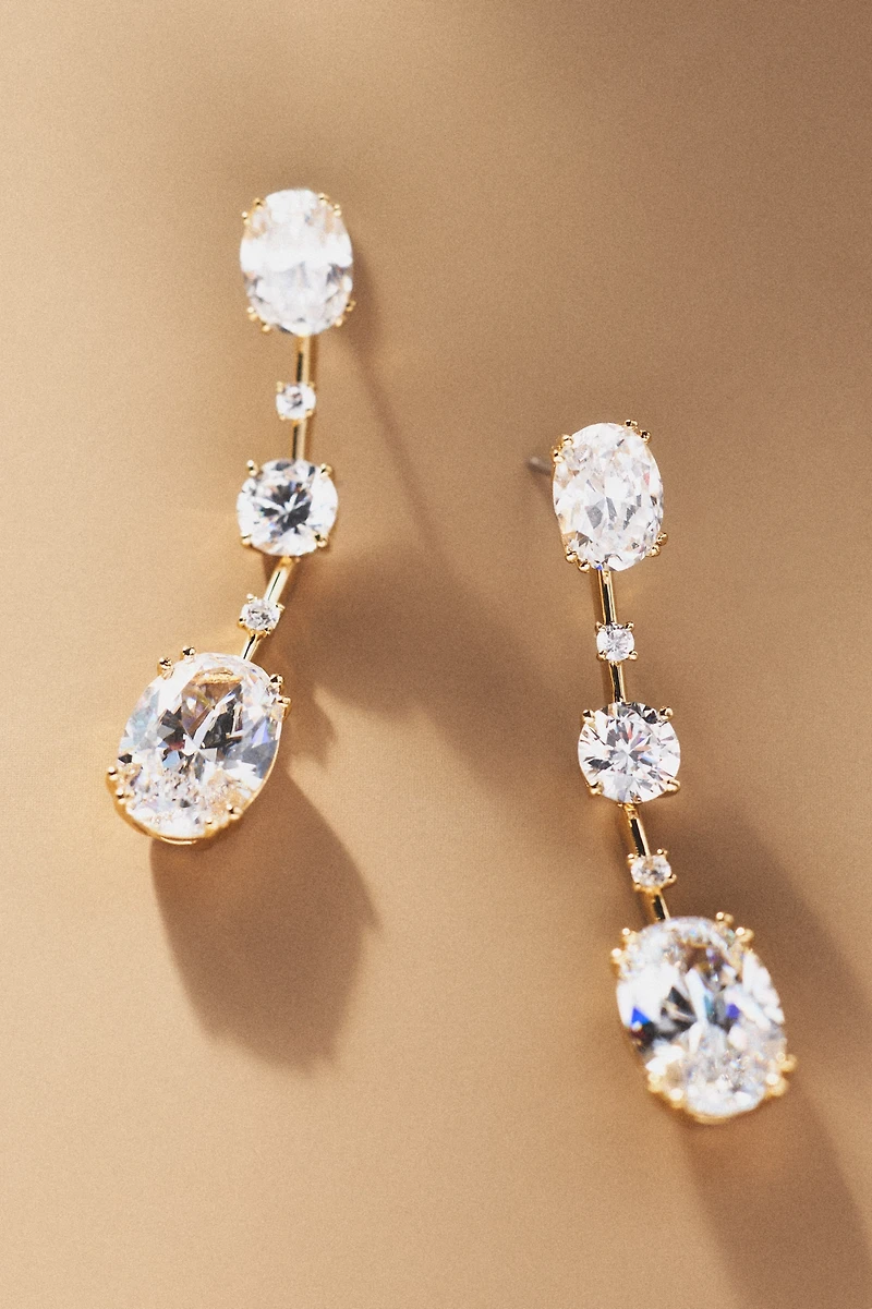 NADRI Evelyn Multi Oval Crystal Linear Drop Earrings