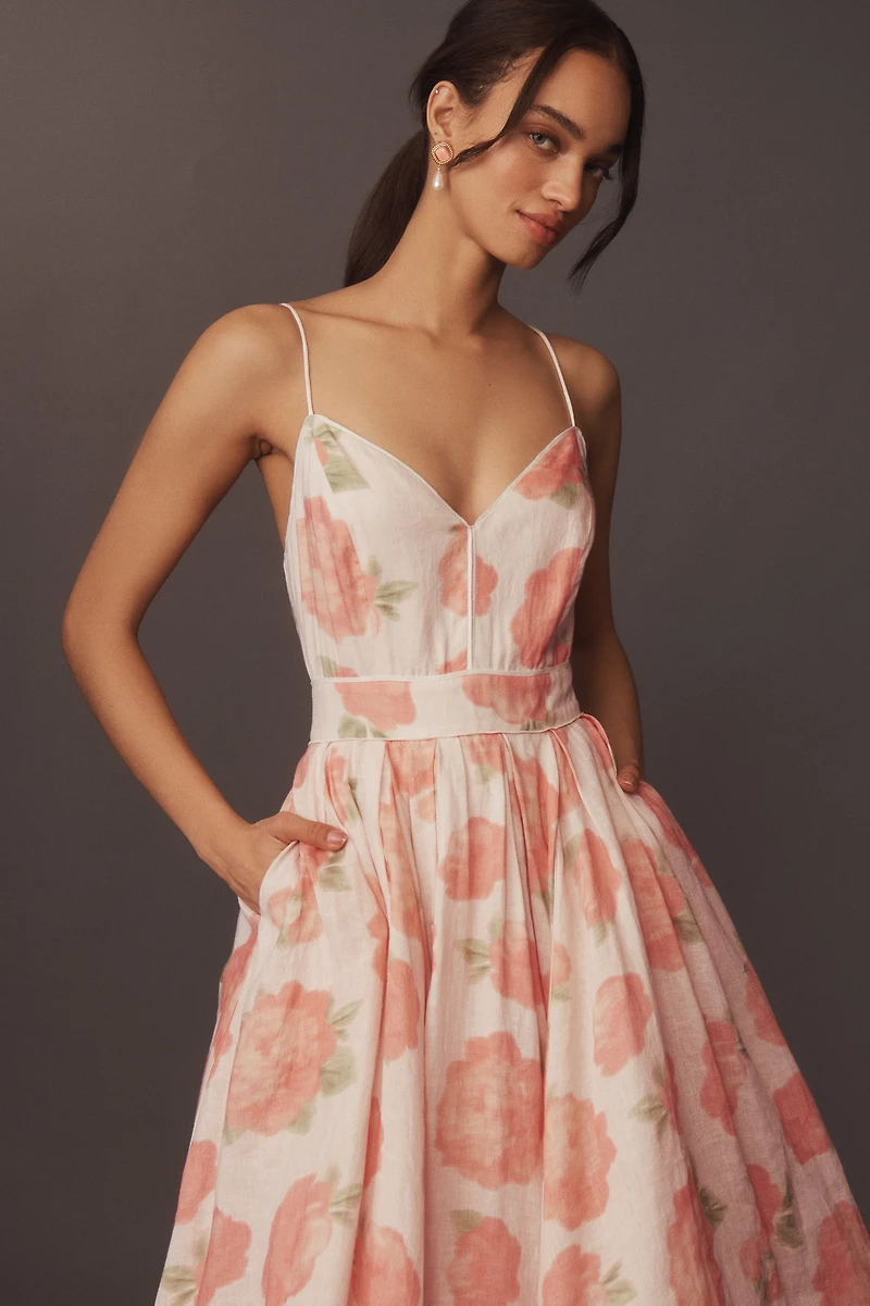 BHLDN Sophie Linen Fit & Flare Midi Dress