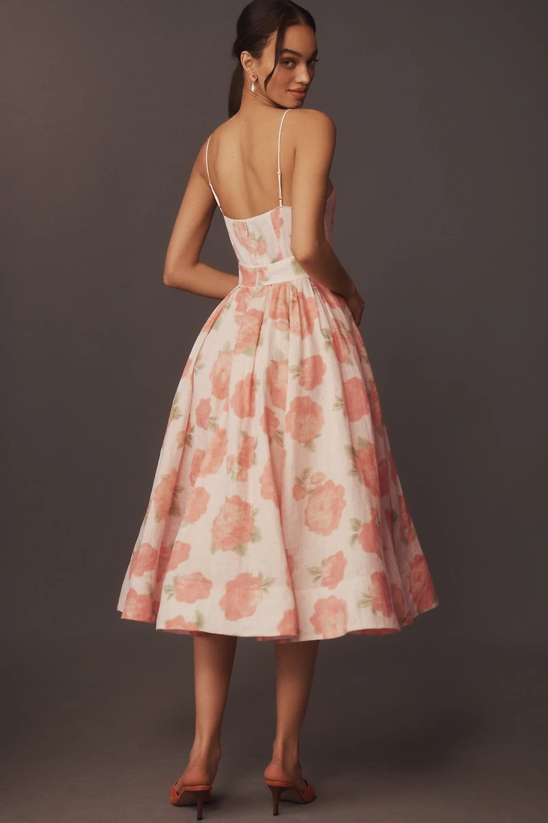 BHLDN Sophie Linen Fit & Flare Midi Dress