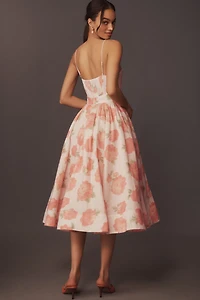 BHLDN Sophie Linen Fit & Flare Midi Dress