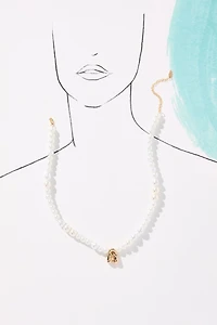 Pearl Bubble Letter Monogram Necklace