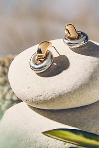 Two-Tone Mini Drop Earrings