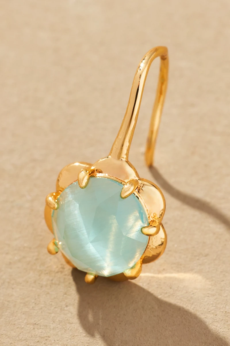 Stone Fishhook Drop Earrings