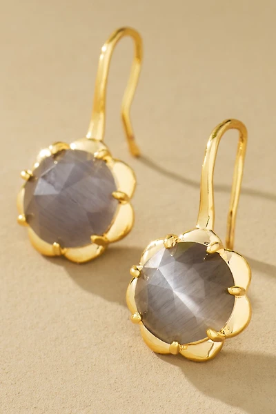 Stone Fishhook Drop Earrings