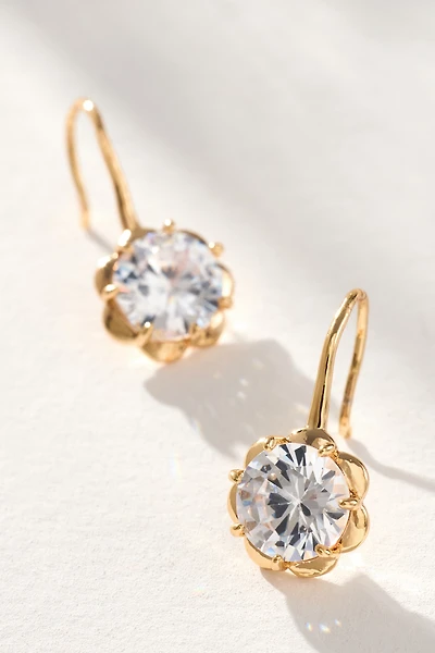 Stone Fishhook Drop Earrings