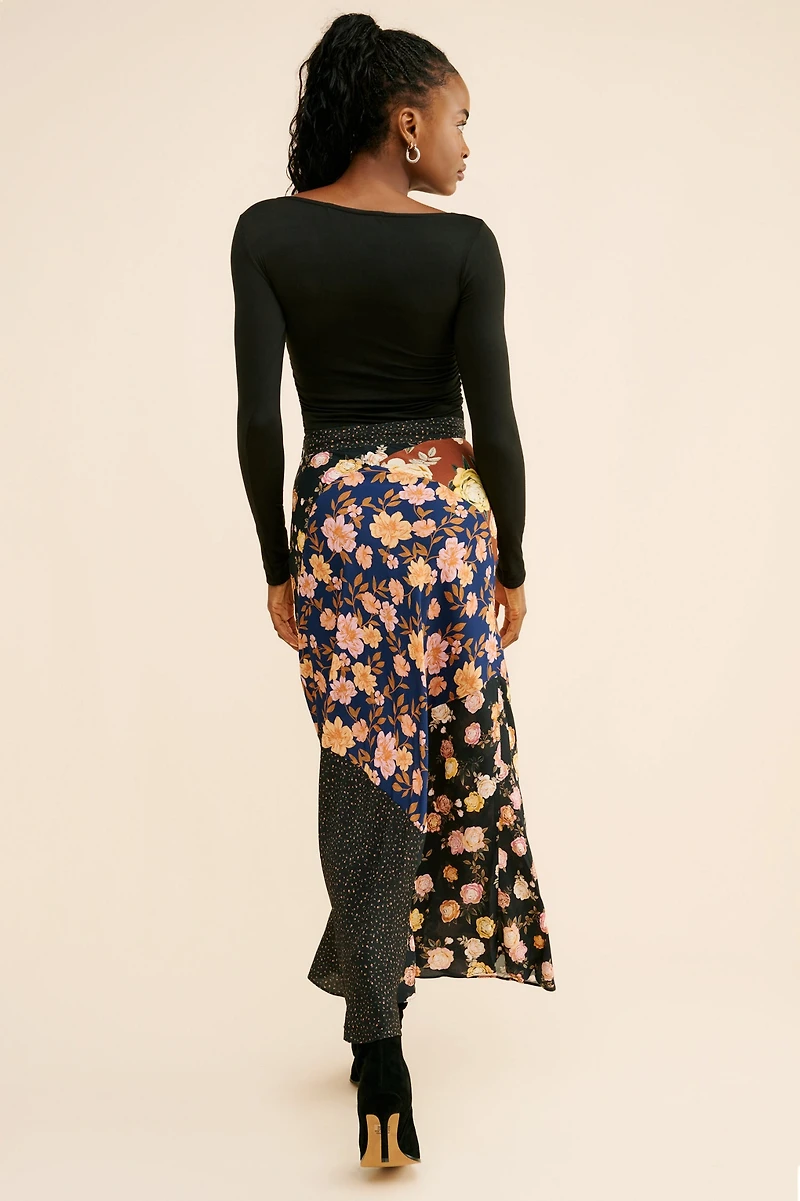 Kachel Mixed Print Slip Skirt