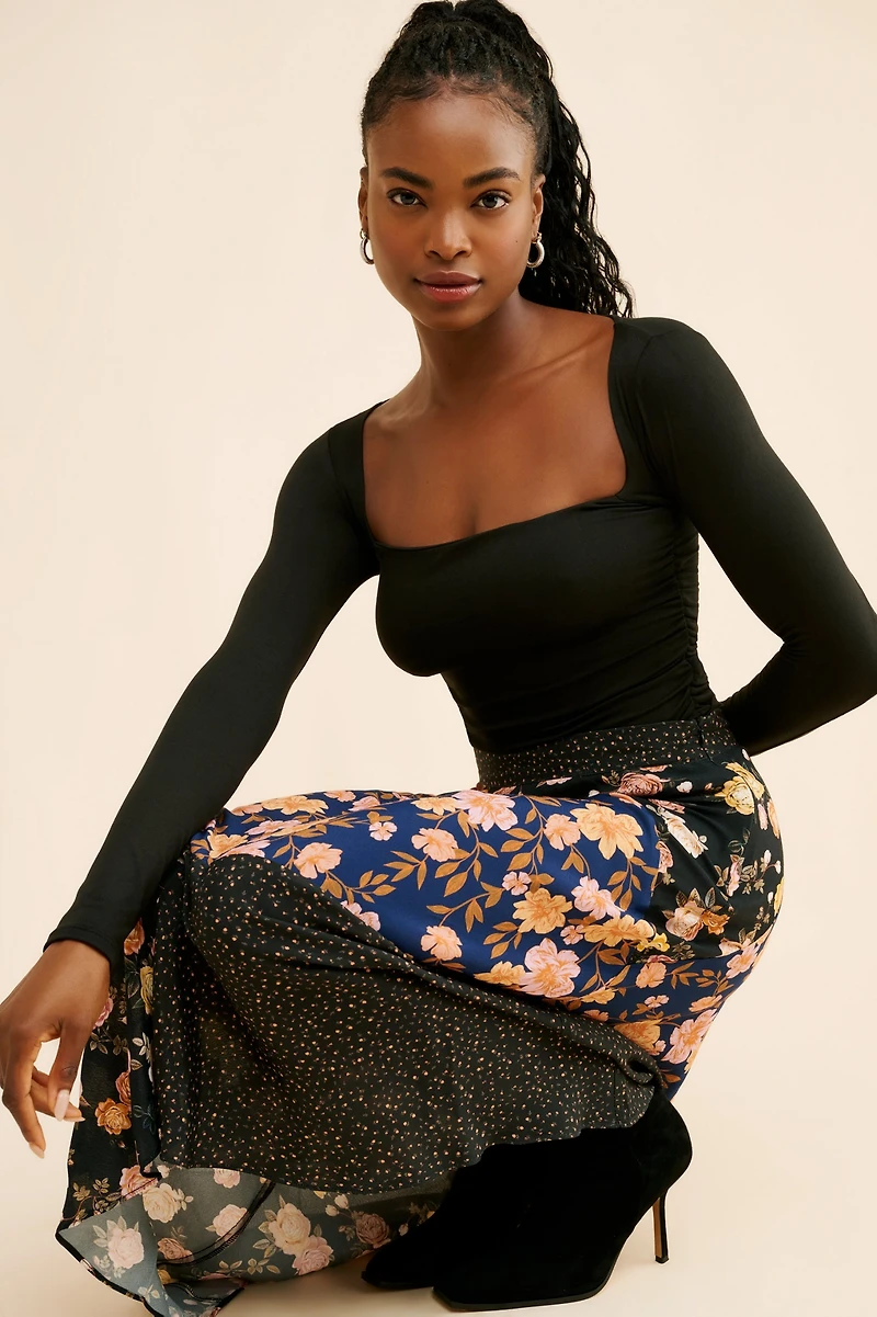 Kachel Mixed Print Slip Skirt