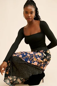 Kachel Mixed Print Slip Skirt