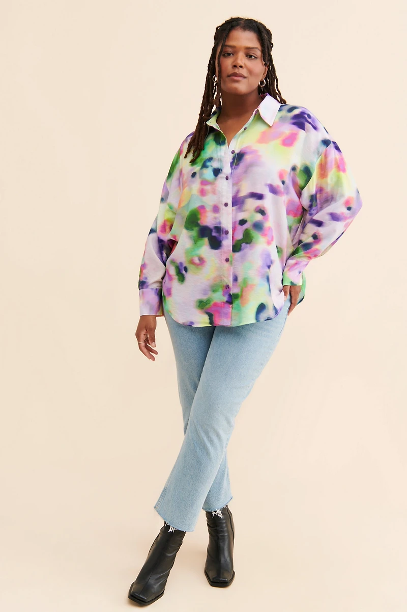 Eloquii Organdy Printed Buttondown