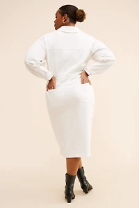 Eloquii White Denim Midi Dress