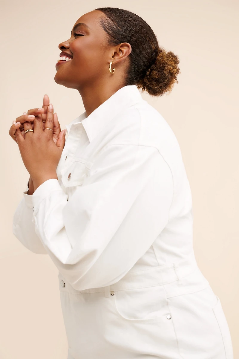 Eloquii White Denim Midi Dress