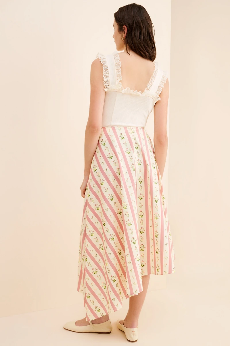 WeWoreWhat Asymmetrical Floral Midi Skirt