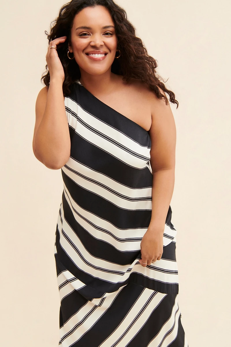 Eloquii One-Shoulder Stripe Dress