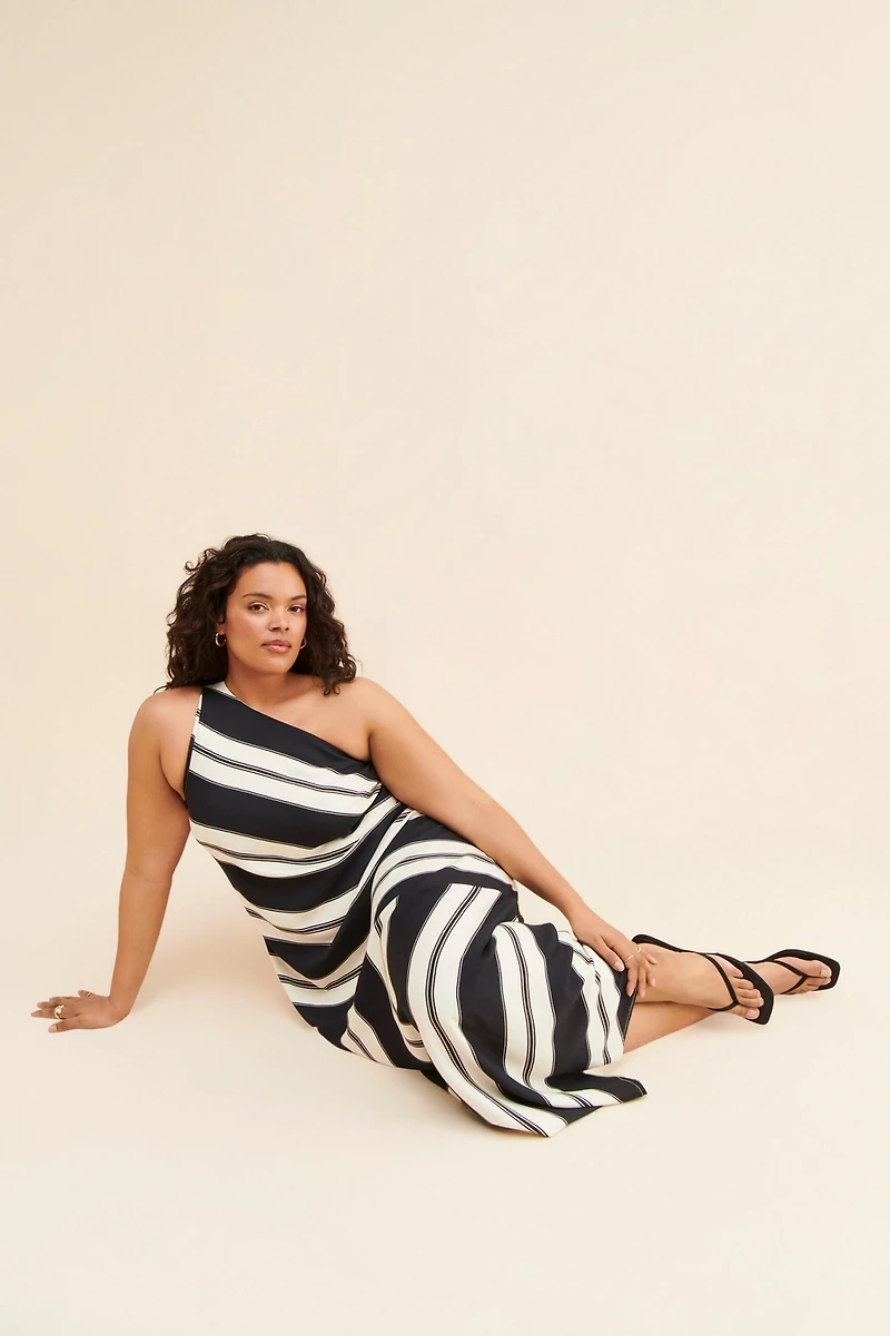 Eloquii One-Shoulder Stripe Dress