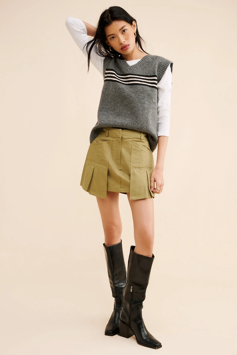 Pilcro Pleated Utility Skirt